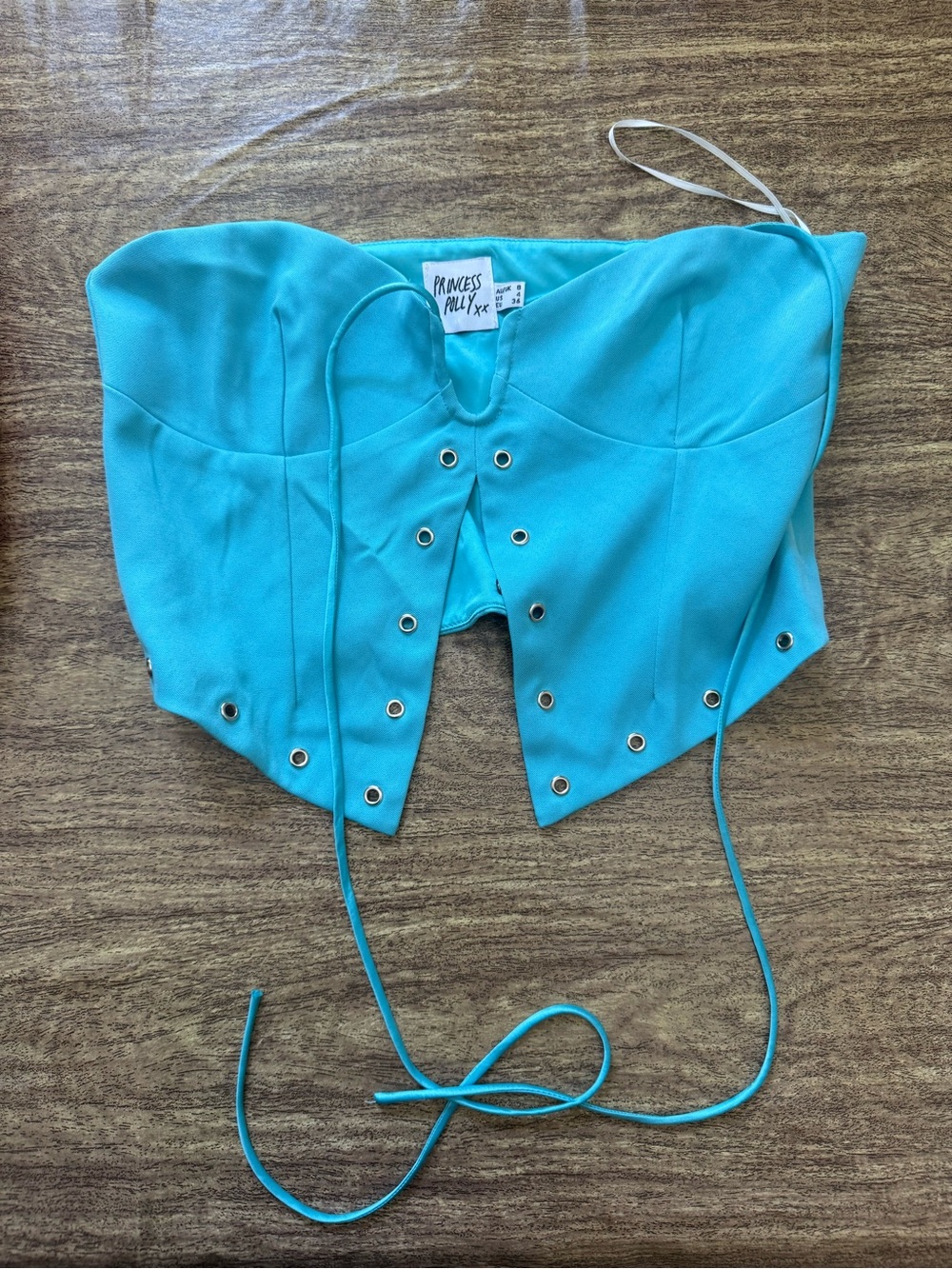 Princess Polly Turquoise Lace-Up Corset Crop Top
